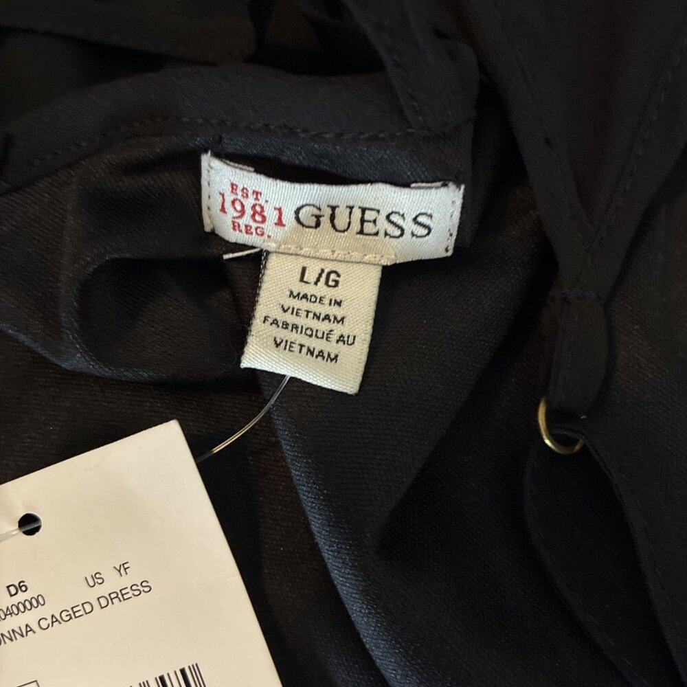 Guess Womens L Black Chiffon Dress Sleeveless Strappy Asymmetrical Hem - Picture 9 of 11
